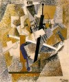 Pipe violin bottle Bass 1914 cubism Pablo Picasso